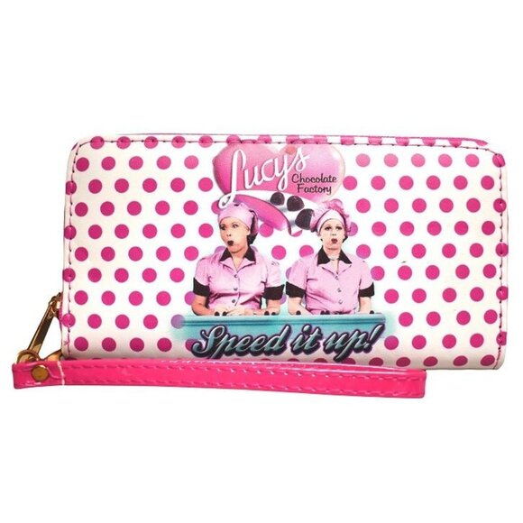 New Chocolate Factory I Love Lucy Clutch Purse Wallet Zip Wristlet Phone Coin - Picture 1 of 2